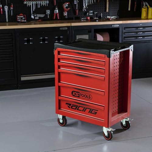 KS TOOLS Werkstattwagen Racing mit 5 Schubladen, Polypropylen, weiß