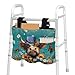 LedBack Highland Cow Floral Basket for Walkers for Seniors Detachable Walker Accessories Durable Organizer Pouch Large Capacity Storage Bags with Fixed Ropes