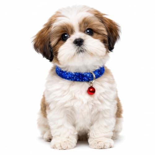 Image of Emily Pets Glitter Velvet Breakaway Cat Collar with Bell | Soft Nylon Safety Collar for Cats | Mixed Colors (1 Piece)