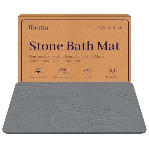 Jiloma Stone Bath Mat Diatomite Stone Mats for Bathroom Non-Slip Diatomaceous Earth Shower Mat Super...