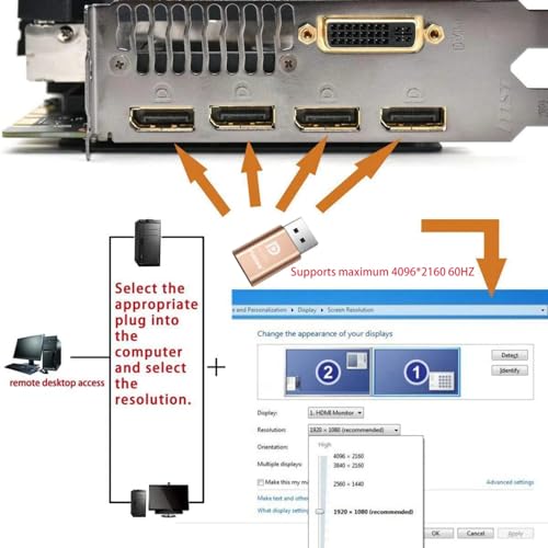 FUERAN DP - DisplayPort Display Emulator EDID Emulator Plug 2K (fit Headless 2560x1600@30Hz) 4K 4096x2160@60Hz Display Port Dummy Plug DisplayPort Compatible (4K-4096x2160@60Hz-2P)