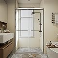 Glass Shower Doors, 44" - 48" W x 72" H Double Sliding Shower Door, Aluminum Semi-Frameless & 1/4"(6mm) Clear Tempered Glass Bypass Shower Door for Walk in Shower, Bathroom?Chrome?