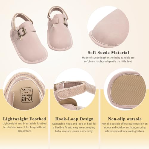 Image of KIDSUN Baby Boys Girls Sandals Adjustable Lightweight House Home Slippers Non Slip Newborn Prewalk First Walk Shoes