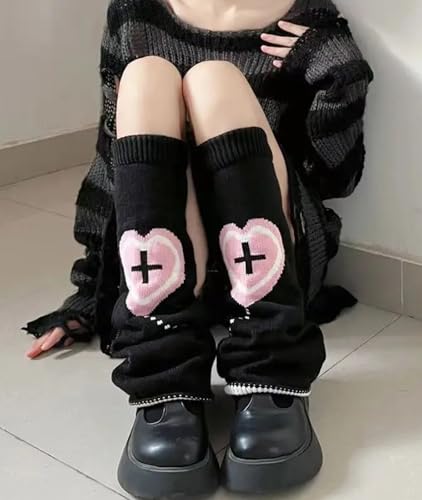 Image of WODECASA Girls Kawaii Leg Warmers Knitted Flared Leg Sleeves Goth Crochet Baggy Cuff Ankle Heap Socks