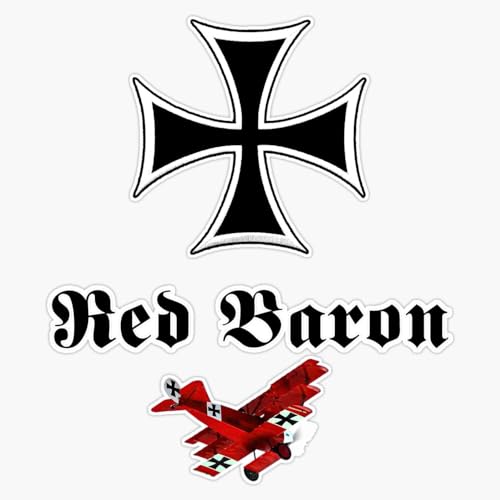 LAD Studio Manfred von Richthofen, The Red Baron and his Fokker Dr.1 on Black Background. Window Bumper Sticker Decal 5""