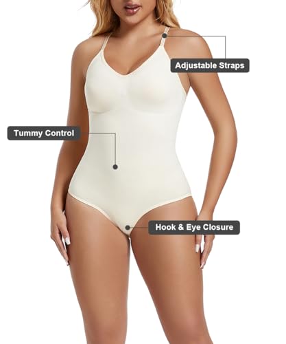 Image of MOVWIN Women's Bodysuit Tummy Control Shapewear Seamless Racerback Body Suit Body Sculpting Shaper Tank Top