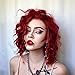 K'ryssma Short Curly Bob Red Synthetic Lace Front Wigs for Women Cosplay Party