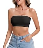 Lynclare Strapless Bras for Women Tube Tops for Women Bandeau Bra Crop Top Smooth Non-Padded Black L