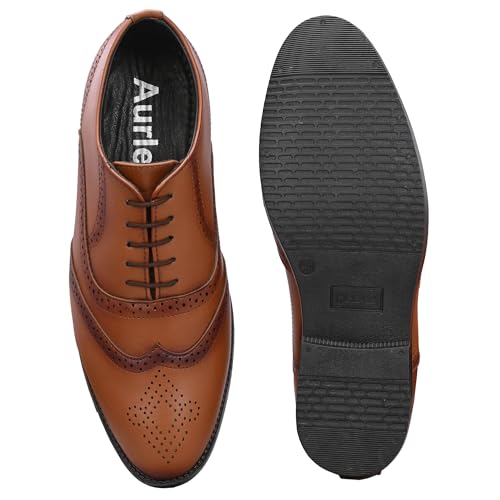 Image of Premium Classic Business Casual Brogue Shoe, Black, Lace-Up Oxford Style, Wingtip Design