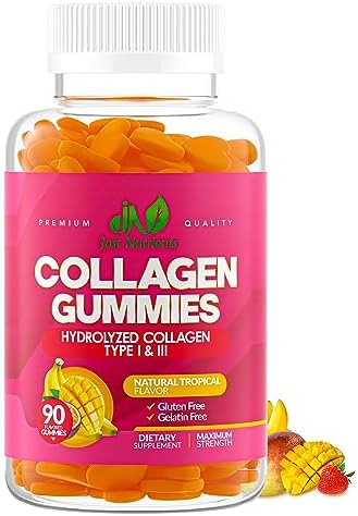 Collagen Gummies for Women & Men (90 Count) - Hydrolyzed Collagen Type I & III for Hair, Skin, Nails & Joints - Gluten-Free, Non-GMO - 90 Gummies