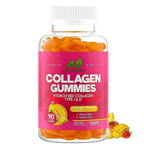 Collagen Gummies for Women & Men (90 Count) - Premium Hydrolyzed Collagen Type I & III for Hair, Skin & Nails Support - Great Tasting Tropical Flavor, Gluten-Free, Non-GMO - 90 Gummies (45 Servings)