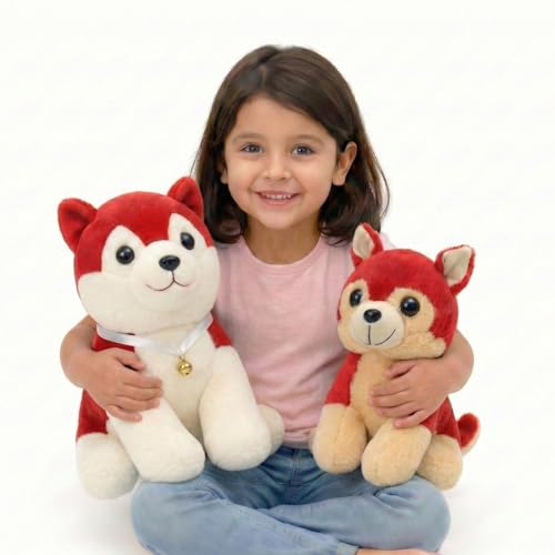 Image of Tabitha Stuffed Toys-Ultra Soft Plush Toy for Kids | Birthday Gifts for Kids and Girls | (Combo of 2 Toys 35 Cm Red Dog & 25 Cm Red Cat)