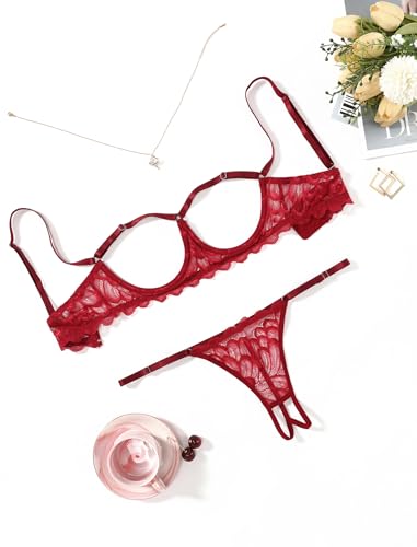 Avidlove Lingerie Set For Women Sexy Bra and Panty 2 Piece Lace Lingerie Set With Underwire S-XXL