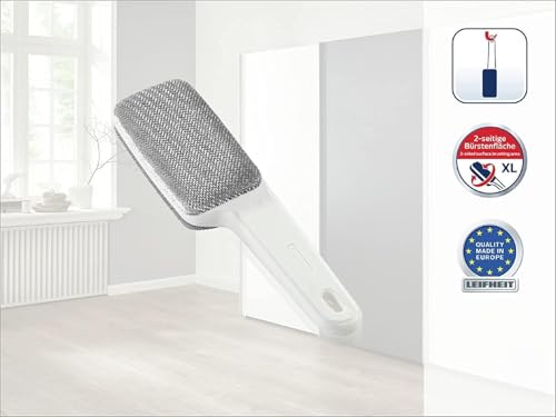 Leifheit Textilbürste Dressetta entfernt Staub, Fussel und Haare, leicht ausstreifbare Reinigungsbürste, zweiseitige Fusselbürste mit XL-Bürstenfläche