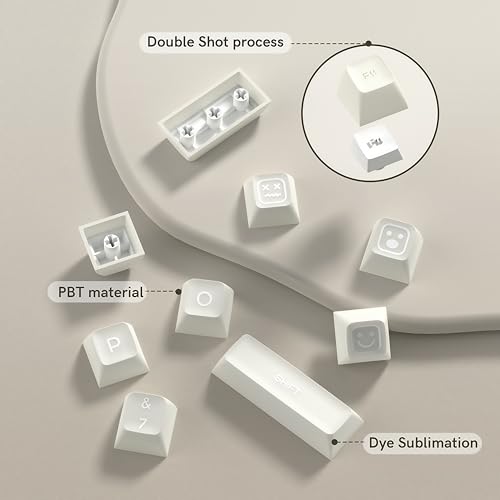 dagaladoo SA Profile Keyboard keycaps 75 Percent 140 Keys White Jade Double Shot PBT keycaps - Compatible with Mechanical Gaming Keyboard Translucent Design, Supporting RGB backlighting