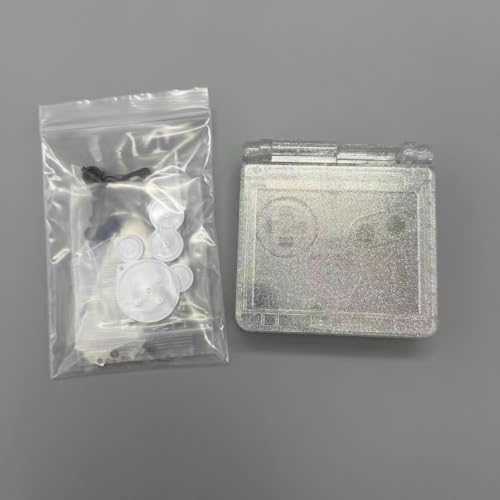 Image of Hzxkqmil Replacement Full Shell Case Kit for Gameboy Advance SP Console | Custom Transparent Housing DIY Clear Cover with Buttons Screws Repair Parts + Screwdrivers Tools for GBA SP (Clear Sparkle)