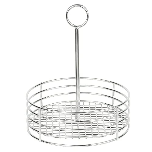 G.E.T. 4-81850 Stainless Steel Round Stainless Steel Condiment Caddy Stainless Steel Table Caddies Collection,7.5"
