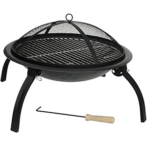 HH Home Hut Fire Pit Folding Portable heater for Outdoors,Ideal for Garden BBQ and Camping Stove Firepit, Outdoor Log Burner Garden Heaters & Fire Pits With Cover Carry bag, Poker, Grate And Grill
