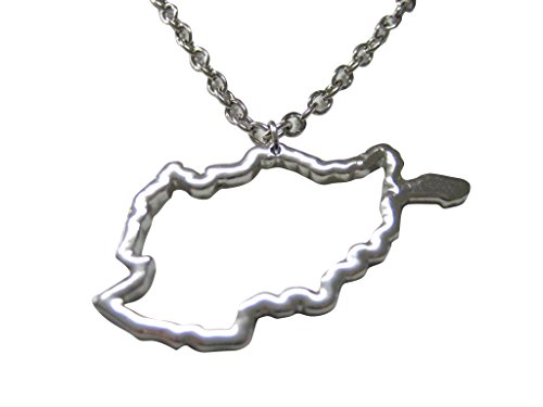 Kiola Designs Silver Toned Afghanistan Map Outline Pendant Necklace