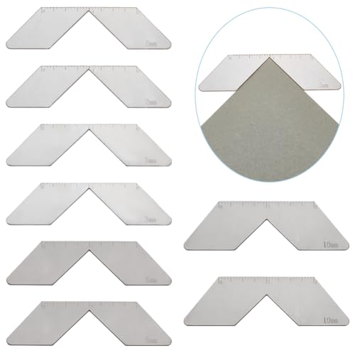 OLYCRAFT 8Pcs Bookbinding Corner Miter Tool 2/3/5/10mm Stainless Steel Book Binding Corner Cutting Tool Bookbinding Corner Cutting Jig Set for Bookbinding Album Making Corner Cutting