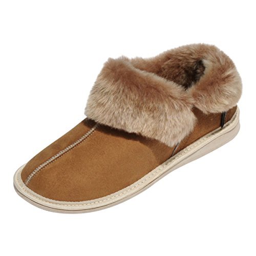 Hollert German Leather Fashion Lamb Wool House Shoes - Canada Ladies Fur shoes brown - Brown, UK 7