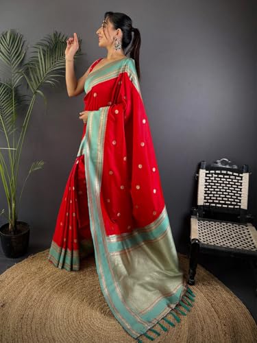 Image of SGF11 Women's Kanjivaram Pure Soft Silk Saree With Unstitched Blouse Piece