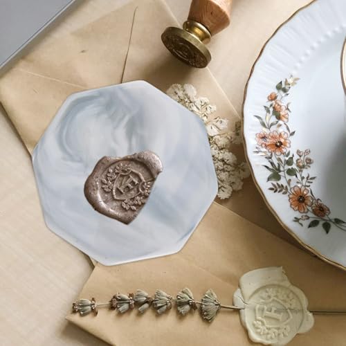 Dessous de verre en marbre gris et support de sceau de cire - 2