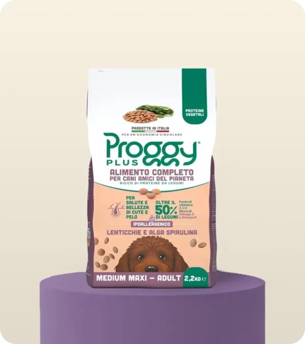 Plus Lenticchie e Alga Spirulina, Cibo Completo per Cani Adulti, Medium - Maxi 10 kg, Proteine Vegetali