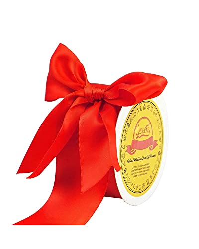 Image of Double Face Satin Ribbon 2 inch X 25 Yards Polyester Red Ribbon for Gift Wrapping Very Suitable for Weddings Party Hair Bow Invitation Decorations and More