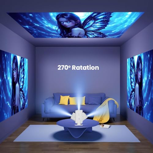 WZATCO Yuva Go Pro Native 1080P Android 13.0 Smart Projector, Auto Keystone, 4X Brighter, 4K HDR Support, Rotatable Design with Netflix, Prime etc, WiFi 6 & BT, Screen Mirroring, ARC, White 8 41VFscDf+4L