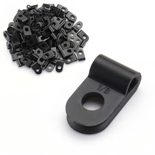 Image of BAOMAIN 1 /8-Inch R-Type Cable Clamps, 1000-Pack Black Nylon Wire Management Clips, UC-0 Screw-On Cord Fasteners for Home, Office, and Industrial Use