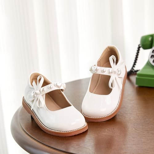 Kiderence Flache Abendschuhe für Mädchen, Schul-Oxford-Schuhe, Marry Jane (Kleinkind/Kleinkinder) Weiß 23
