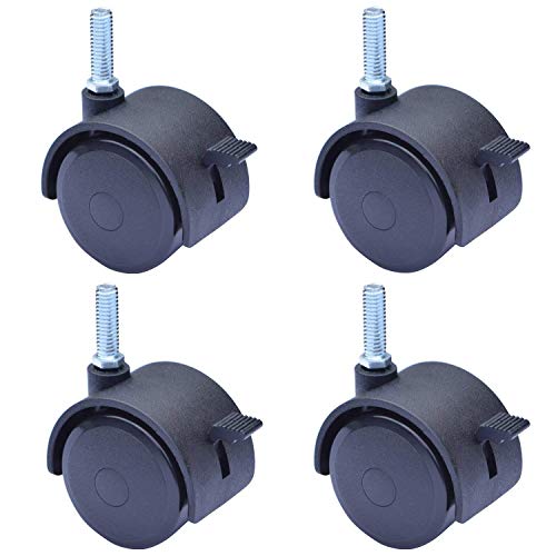 2 Inch Stem Casters with Brake, Swivel Caster Wheels Brake Locking Locks,Screwed Bolt 5/16
