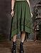 Yimoon Womens Renaissance Skirt Lace Tiered Asymmetrical Flowy Fairy Long Skirt High Waist Gothic Midi Skirts(ArmyGreen-XXL)