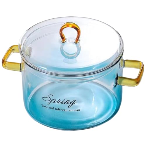 Olla de vidrio con tapa, maceta de doble manija de doble manija de 1,5 litros, bote de cocción a fuego lento de vidrio microondas, macetas de vidrio resistentes al fuego, una olla de caldo de vidrio
