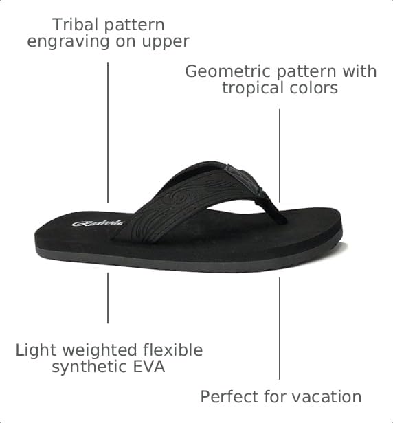 Image of REDVOLUTION New Boys' Beach Sandal TRIBAL Tattoo | Geometric Bali Flip-Flop Sandals
