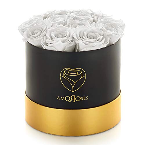 Amoroses 12 stabilisierte Rosen Schwarze Schachtel