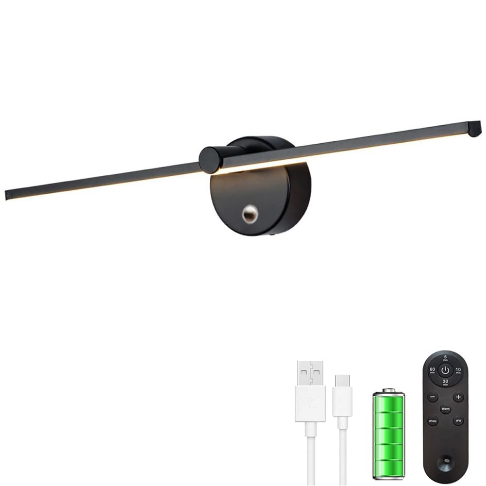Lampe LED pour Tableaux sans fil à Intensité Variable 40cm éclairage de Tableaux Applique Murale Sans Raccordement électrique Batterie Rechargeable Orientable Lampe Pour Tableaux Rechargeable
