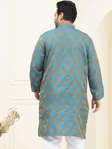 Image of SOJANYA Plus(Since 1958) Men's Pure Cotton Kurta with White Embroidery