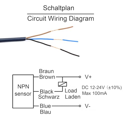 STBTECH E3Z-R61 Lichtschrankensensor Innenwandmontage NPN (NO oder NC schaltbar) Reflektierender Lichtschranke Spiegel reflexion N?herungsschalter mit 2 m Kabel, Reflektorplatte, 2 m induktionsabstand