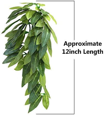 2Pcs Reptile Hanging Plants with Suction Cup for Terrarium Accessories, Artificial Hanging Vines Plants for Geckos Bearded Dragon Lizard Chameleon Habitat Decoration (Green, Green) - 1