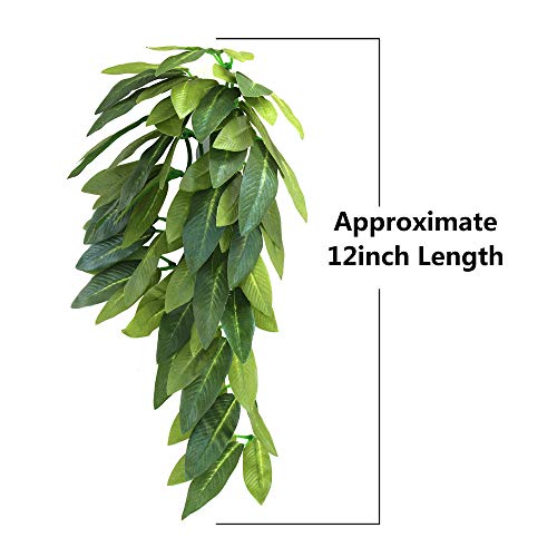 Reptile Plants Hanging Silk Terrarium Plant with Suction Cup for Bearded Dragons,Lizards,Geckos,Snake Pets and Hermit Crab Tank Habitat Decorations,Small Size,12 inches Green - Image 4
