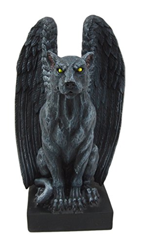 Ebros Gift Crouching Winged Yellow Moon Eyed Black Panther Jaguar Gargoyle Night Crawler Decorative Figurine 6.5" Tall Gothic Desktop Shelves Accent Statue #TOP4
