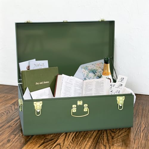 Image of Vixdonos Large Metal Trunk Decorative Storage Box College Dorm Chest with Handle