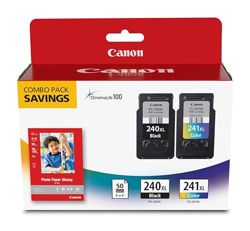Canon Office Products PG-240XL/CL-241XL with Canon GP502 Glossy Photo Paper - Combo Pack Ink