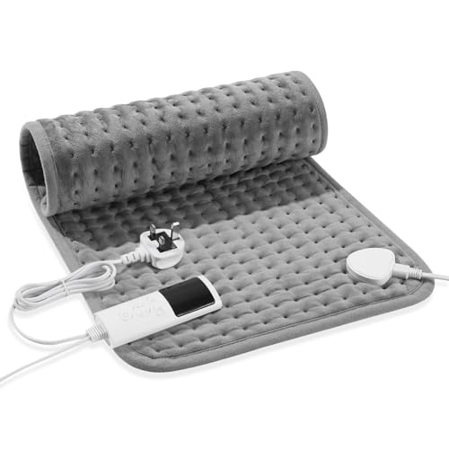 SKY-TOUCH Heating Pad Electric Heat Pad with Automatic Switch-Off and 9 Temperature Levels Heating pad for Back Neck Shoulder Belly Heating Technology - Machine Washable-30x60cm Grey