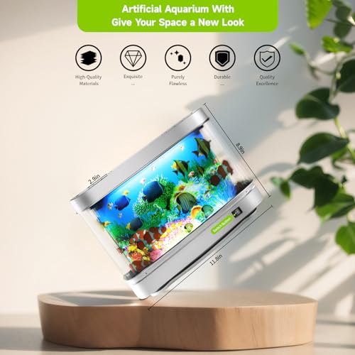 Image of Frutiger Aero Aquarium Lamp, Designed Studio Lighting, Fake Fish Tank Decor | Crystal-Clear Hard Plastic Shell, 11.8 in, 14 Cool-White LEDs, Whisper-Quiet Motor, Curated Modern Lighting