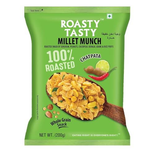 Image of Roasty Tasty Millet Munch Chatpata 200g- Gluten Free Healthy Snacks | Ideal for Weight Management | Cholesterol-Free Millet Namkeen