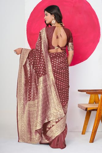Image of Subham Saree for Woman Silk Cotton Kanjivaram | Soft Daily Wear Golden Zari Sari with Jacquard Blouse Piece