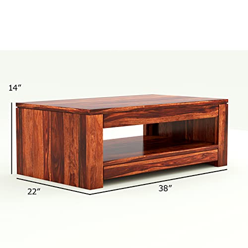 Image of Wooden Center Table for Living Room | Coffee Table for Home | Tea Table | Sofa Set Center Table (Natural Finish)